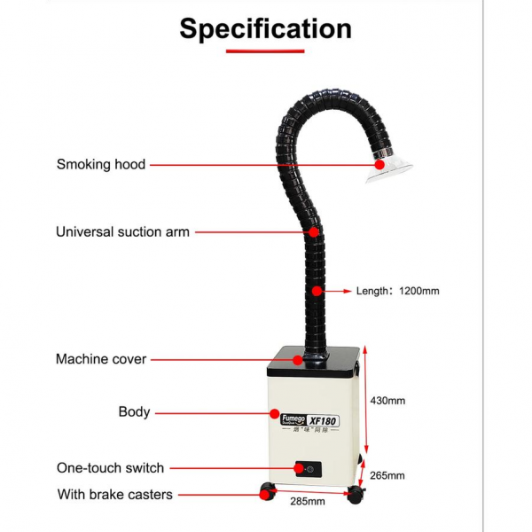 XF180 Laser Fume Extractor Soldering Smoke Fume Absorber Purifier HEPA Dust Collector - Image 5